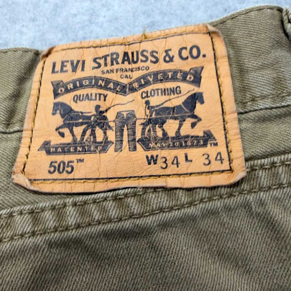 Levi Strauss 505 Regular Fit Tan Cotton‎ Jeans Men white tab VTGs W34 L34